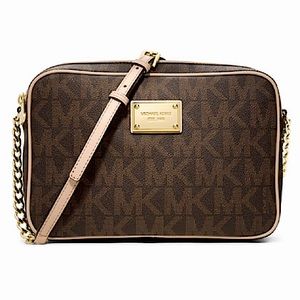 Michael Kors medium logo crossbody bag. Brown.